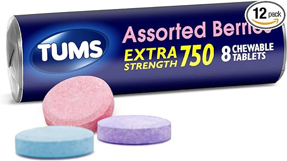 Tums Extra Strength Assorted Berries Antacid, 8 ea 12 pack